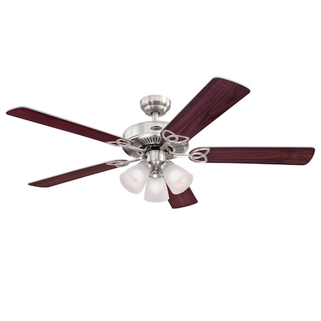 Westinghouse Vintage 52" 5-Blade Nckl Indoor Ceiling Fan w/Dimmable LED Lght Fxture 7237100